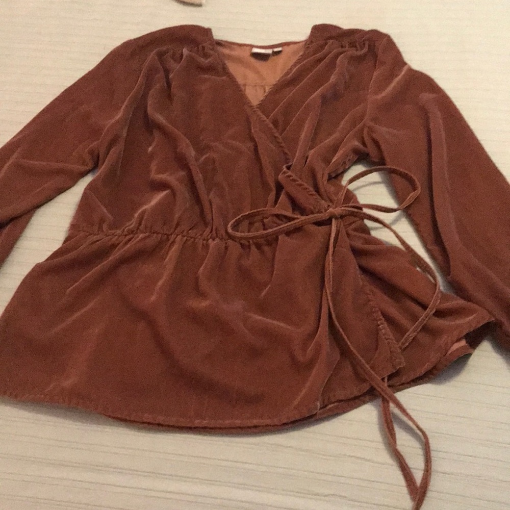 velvet wrap blouse